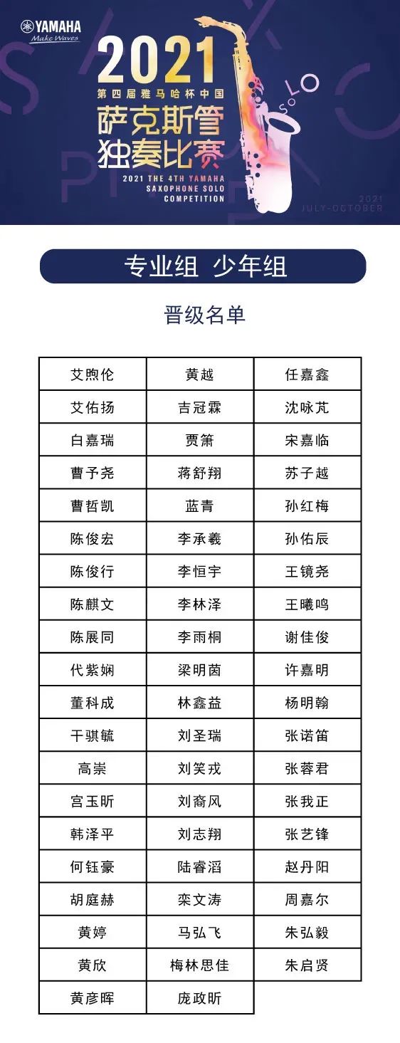 第四届“球盟会杯”（中国）萨克斯管独奏比赛——决赛名单公布，决赛报名通道开启！